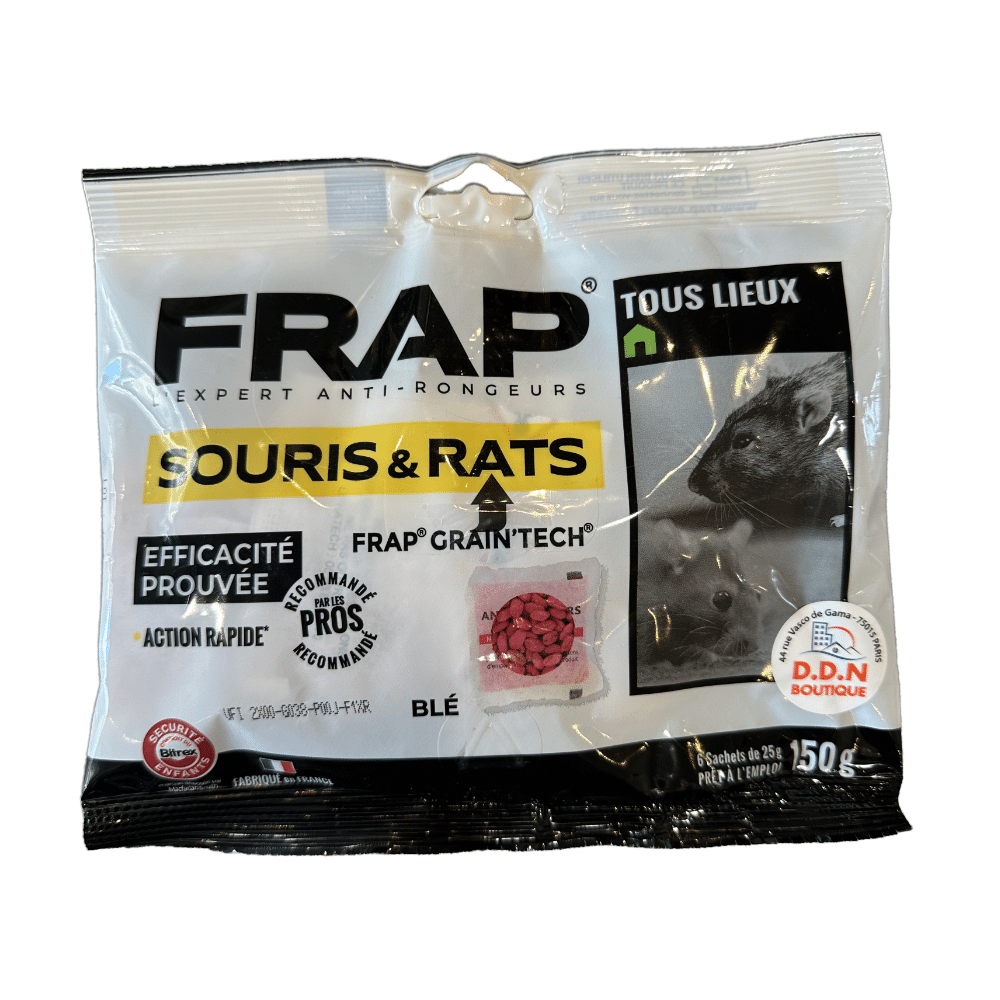 Sachet Frap Grain'Tech appât grains de blé souris et rats tous lieux 150 g